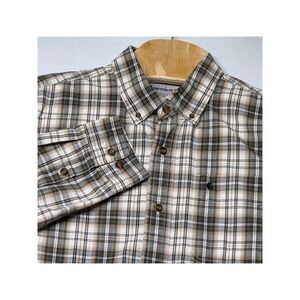 Carhartt Mens L Regular Plaid Button Down Long Sleeve Shirt Casual Work